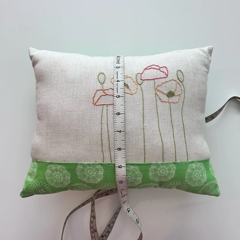 Accent Throw Pillow Embroidered Flowers